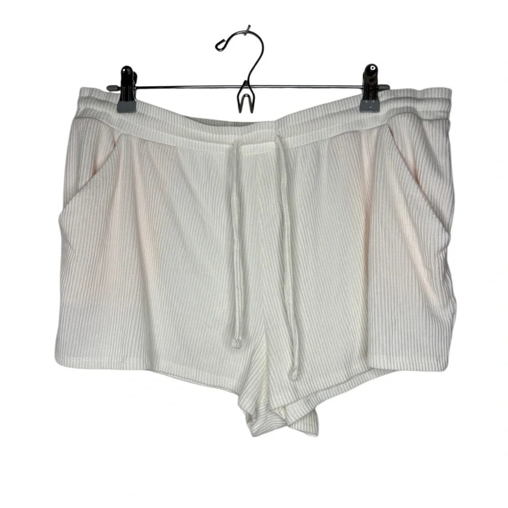 Tommy John | Women’s Ribbed Lounge Shorts | White | Size XL